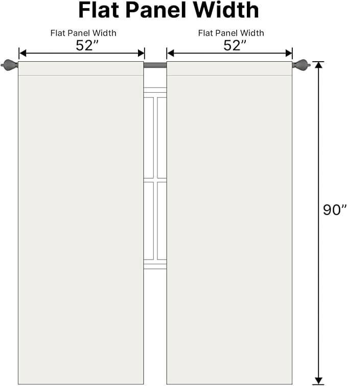 H.VERSAILTEX Back Tab Curtains 90 Inch Long for Living Room, Rod Pocket Room Darkening Thermal Insulated Blackout Curtains, 52 x 90 Inch, Ivory/Cream, 2 Panels