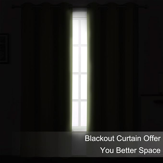 Blackout Curtains 52 x 108 inch/Sage Green Curtains Set of 2 Panels/Thermal Insulated Room Darkening Bedroom Curtains