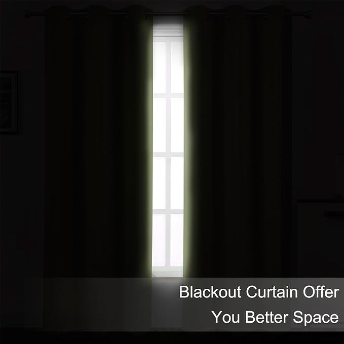 Sage Green Blackout Curtains 66 x 63 Inch Length/Set of 2 Curtain Panels/Thermal Insulated Room Darkening Blackout Curtains for Bedroom