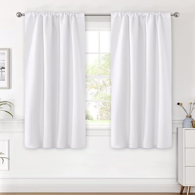 H.VERSAILTEX White Curtains Thermal Insulated Window Treatment Panels Room Darkening Privacy Assured Drapes for Living Room Back Tab/Rod Pocket Bedroom Draperies, 42 x 54 Inch, 2 Panels