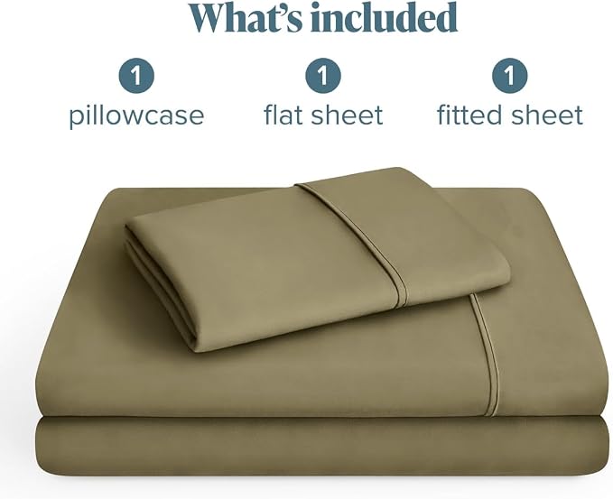Bare Home Twin XL Sheet Set - 1800 Ultra-Soft (Twin XL, Olive) | Deep Pockets 6 to 15 Inches, Breathable, Hypoallergenic, Hotel Luxury, Easy Fit, Soft, All-Season