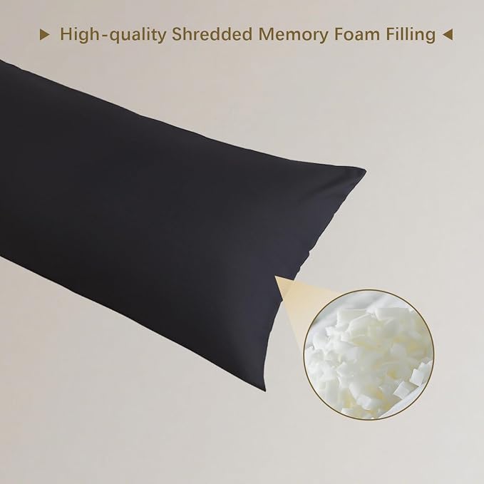 Memory Foam Body Pillow Insert,Bed Pillow for Adults, Black | Breathable,skin-friendly,Suitable for side sleepers,multiple application