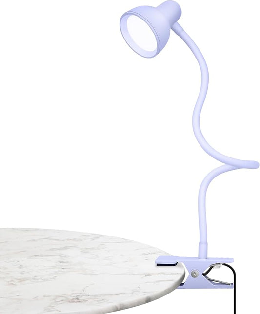 LiFMIRA Desk Lamp Clip on Lamp for Bed, LED Reading Light for Bed Purple | 3 Colors 10 Dimmable Brightness, LED Book Light for Reading in Bed Flexible Clip on Light Clamp Lamp for Bed Headboard Desk