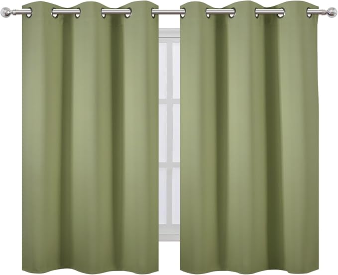 Sage Green Blackout Curtains/38 x 54 Inch/Set of Two Panels Grommet Living Room Curtains