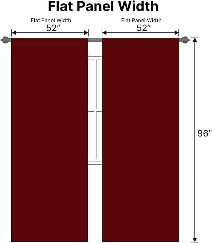 H.VERSAILTEX Christmas Blackout Curtains Thermal Insulated Window Treatment Panels Blackout Drapes for Living Room Back Tab/Rod Pocket Bedroom Draperies, 52 x 96 Inch, Burgundy Red, 2 Panels