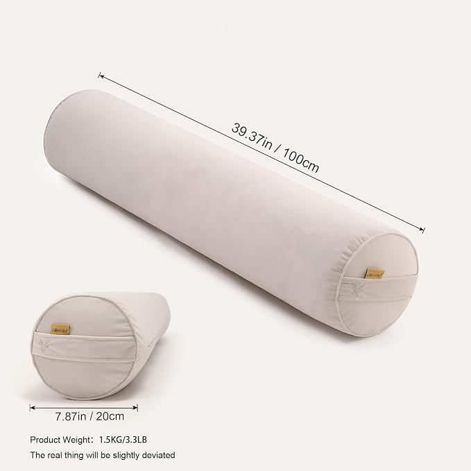 Body Pillow for Adults,Long Round Pillow,Big Cylindrical Pillow,Large Full Bolster Pillows for Side Sleepers (Misty White, 39.37"*7.87")