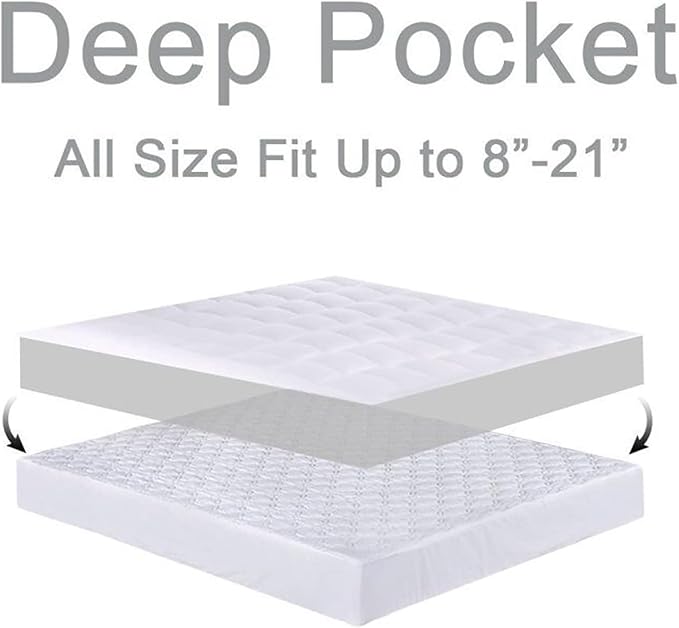 CHOPINMOON Full Mattress Topper for Back Pain, Thick Mattress Pad Cover | Plush Pillow Top Mattress Topper, Breathable Soft Bed Topper with 8-21”Deep Elastic Pocket, Cooling for Hot Sleepers, Gray