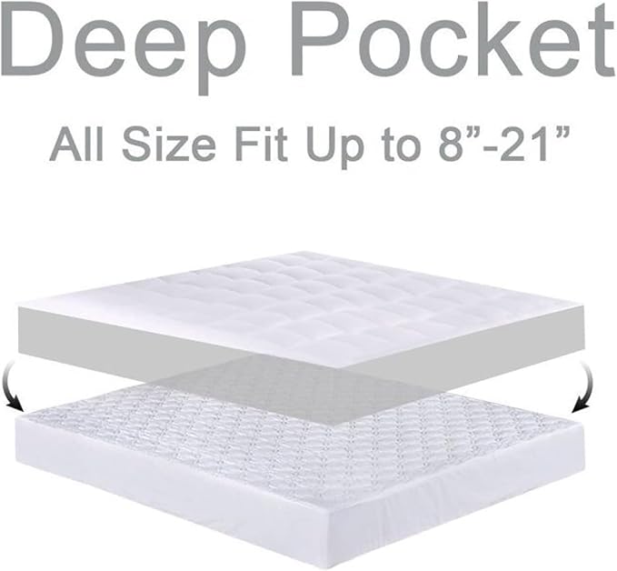CHOPINMOON King Mattress Topper for Back Pain, Thick Mattress Pad Cover | Plush Pillow Top Mattress Topper, Breathable Soft Bed Topper with 8-21”Deep Elastic Pocket, Cooling for Hot Sleepers, White