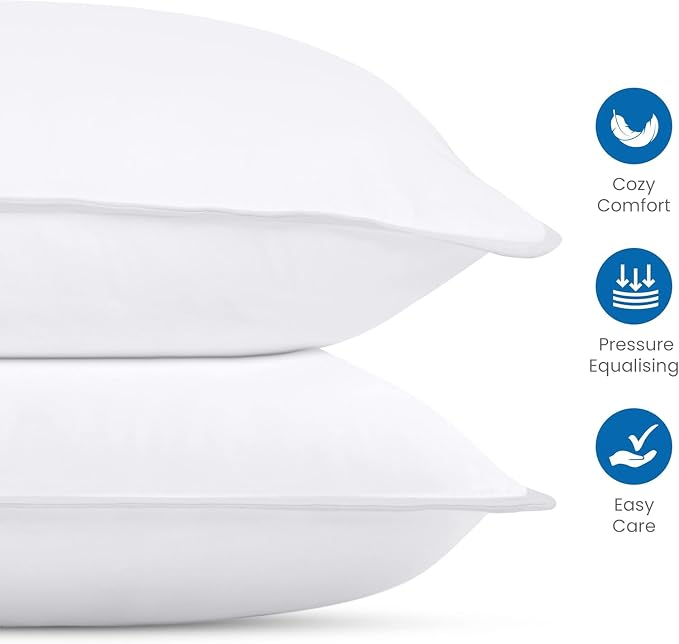 Utopia Bedding Bed Pillows for Sleeping (White), Queen Size Set of 4, Hotel Pillow, Cooling Pillows for Side, Back or Stomach Sleepers | Cooling pillows for sleeping with soft comfort for side, back & stomach sleepers, Double-stitched edges, Pack of 4,...