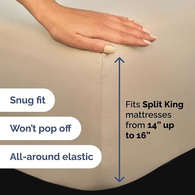 Flex Top Split Head King 4 Piece Sheet Set - Ultra-Soft, Breathable - Cream | Cooling Bed Sheets Set, Hotel Luxury Bedding for Women & Men with Deep Pockets, Wrinkle Free & Fade Resistant, Oeko-Tex