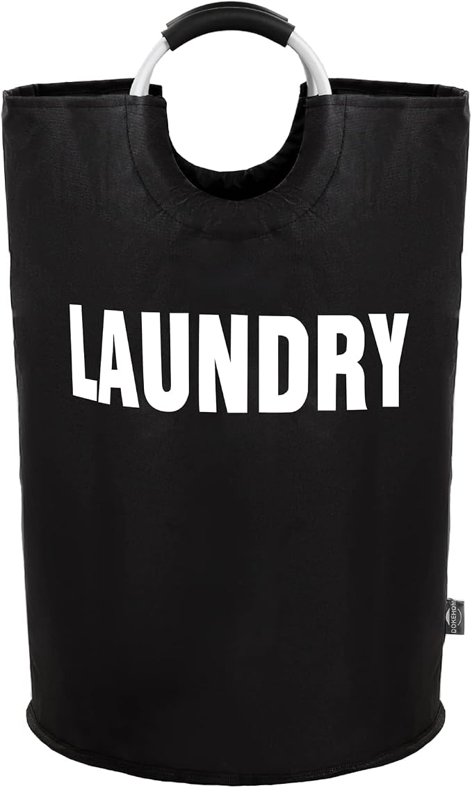DOKEHOM 160L XX-Large Laundry Basket (7 Colors), Collapsible Laundry Bag, Foldable Laundry Hamper, Folding Washing Bin (Black, XXL) | Freestanding tall washing bin & foldable laundry bag. Extra large clothes storage basket with durable sturdy handles