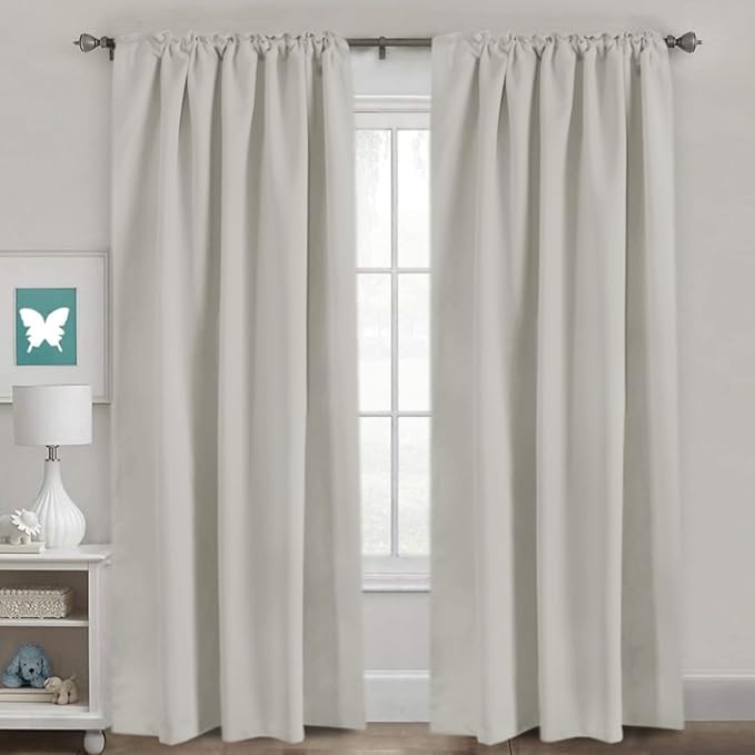 H.VERSAILTEX Blackout Curtains Thermal Insulated Window Treatment Panels Room Darkening Blackout Drapes for Living Room Back Tab/Rod Pocket Bedroom Draperies (2 Panels, Pale Oak, 52 x 84 Inch)