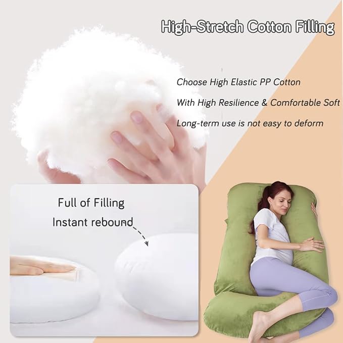 60 Inch Pregnancy Pillow for Sleeping (Green) | Extra Large U Shaped Body Pillow, Maternity Pillow for Pregnant Women