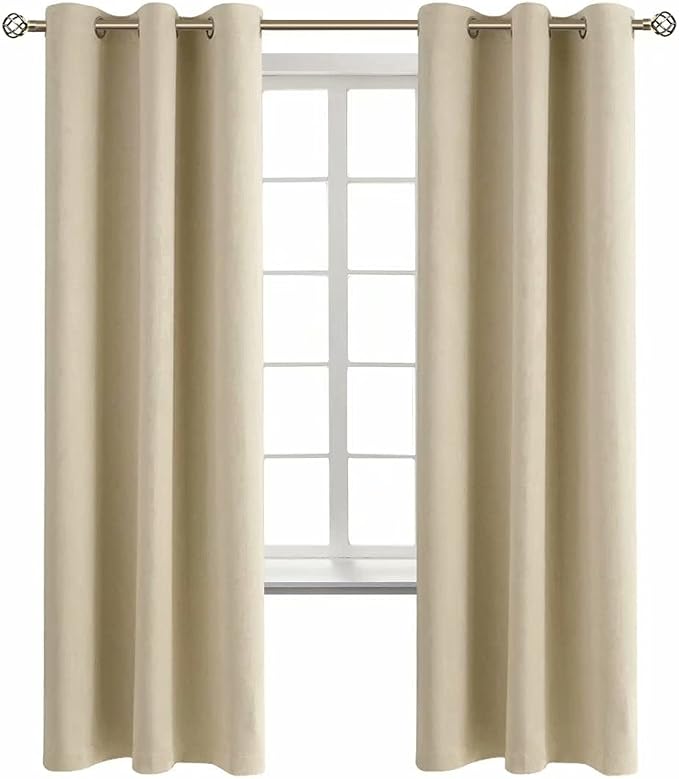 BGment Beige Room Darkening Curtains 72 Inch for Bedroom - 2 Panels | Grommet Top, Light-Blocking, Sunblock, Thermal Insulated, Window Drapes for Kids Boys Room, 42x72 Inch