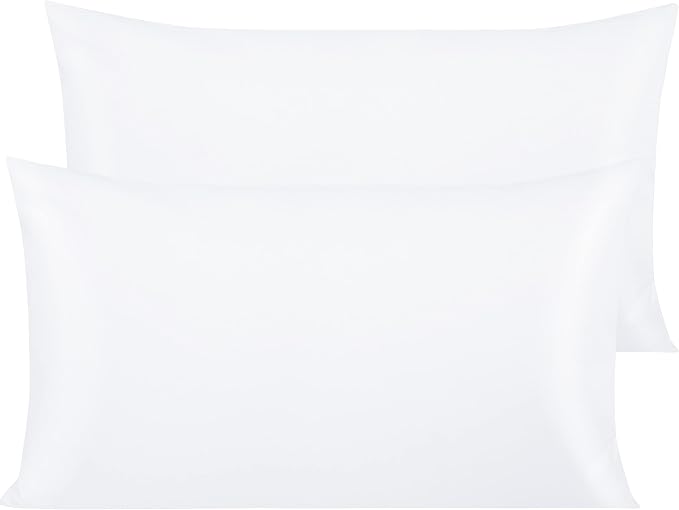 NTBAY King Egyptian Cotton Sateen Pillowcases, Set of 2, White | 500 Thread Count Egyptian Cotton Sateen with Envelope Closure, 2 Pack 20 x 36 Inch Pillowcases, Insert Not Included