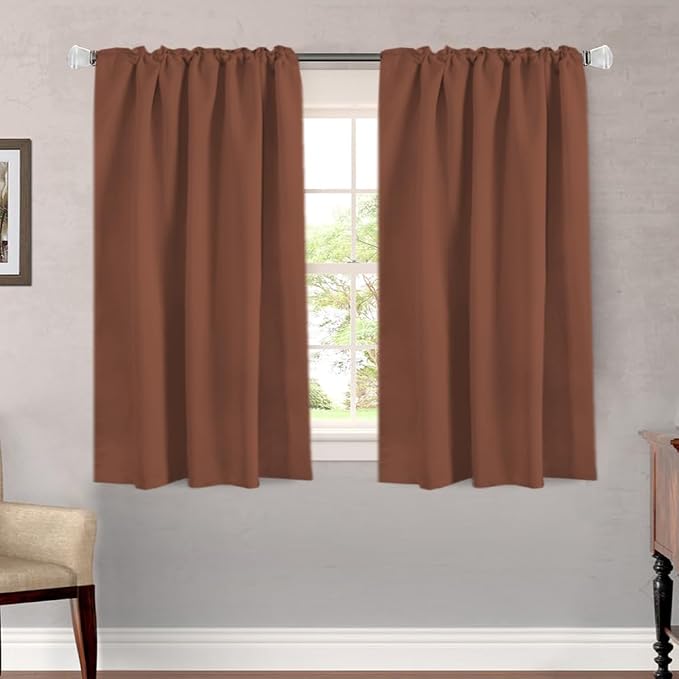 H.VERSAILTEX Blackout Curtains Thermal Insulated Window Treatment Panels Room Darkening Curtains for Bedroom Back Tab/Rod Pocket Small Window Curtains (2 Panels, Washed Spice, 52 x 54 Inch)
