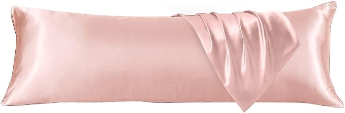 Body Pillow with Satin Pillowcase, Body Pillow for Adults, Pink | 20"x54", Removable Cover, OEKO-TEX Certified Down Alternative Filling,Washing Machine