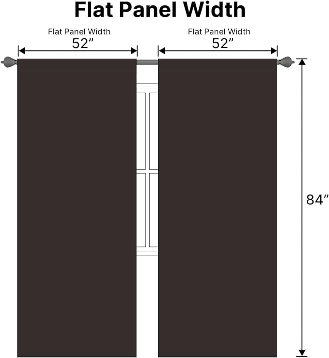 H.VERSAILTEX Blackout Curtains Thermal Insulated Window Treatment Panels Room Darkening Blackout Drapes for Living Room Back Tab/Rod Pocket Bedroom Draperies, 52 x 84 Inch, Chocolate Brown, 2 Panels