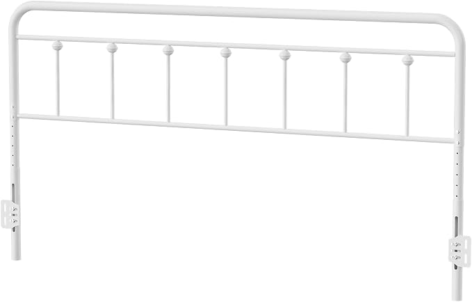 Victorian Metal California King Headboard Only, White | 34"-44.6" Adjustable Height, Cal King Head Board with Bed Frame Brackets Adapter, Easy Assembly, Farmhouse Vintage Style