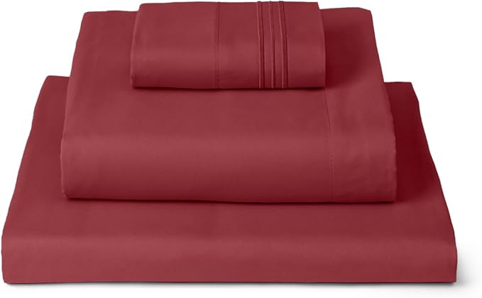 Mellanni Iconic 3-Piece, Ultra Soft Sheet Set (Twin XL, Brick Red) | 10M+ Sleepers. Lab-tested: Sleeps Cool, Stays Bright, Strong, Smooth. Good Housekeeping Best Bedding, 7 yrs running.