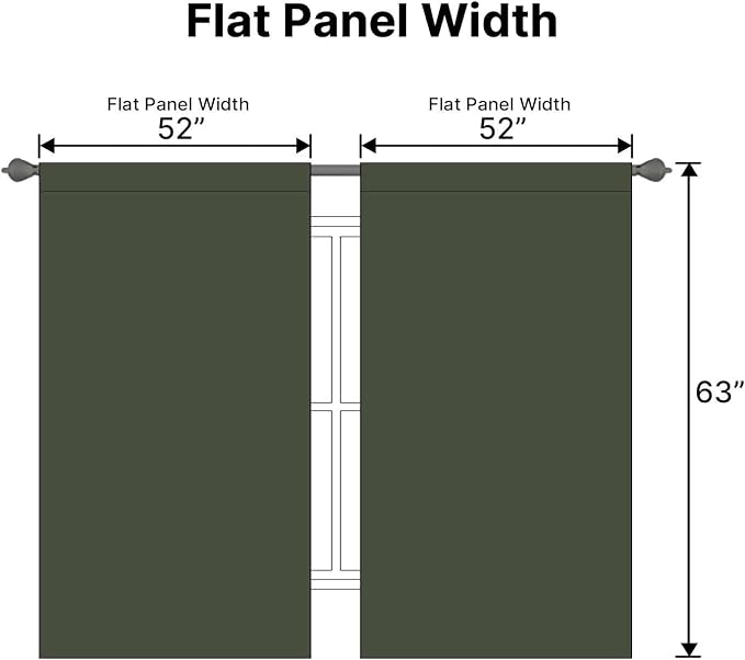 H.VERSAILTEX Blackout Curtains Thermal Insulated Window Treatment Panels Room Darkening Blackout Drapes for Living Room Back Tab/Rod Pocket Bedroom Draperies (2 Panels, Olive, 52 x 63 Inch)