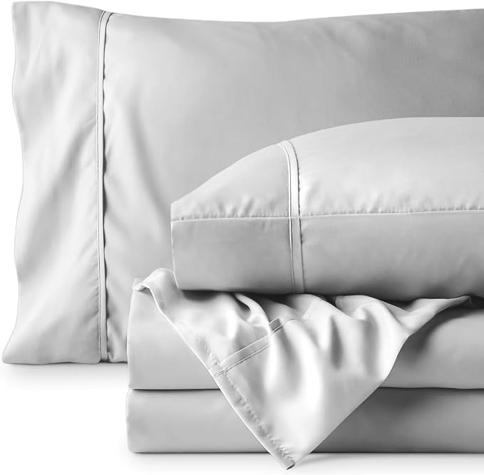 Bare Home Queen Sheet Set - 1800 Ultra-Soft (Queen, Cloud Grey) | Deep Pockets 6 to 15 Inches, Breathable, Hypoallergenic, Hotel Luxury, Easy Fit, Soft, All-Season