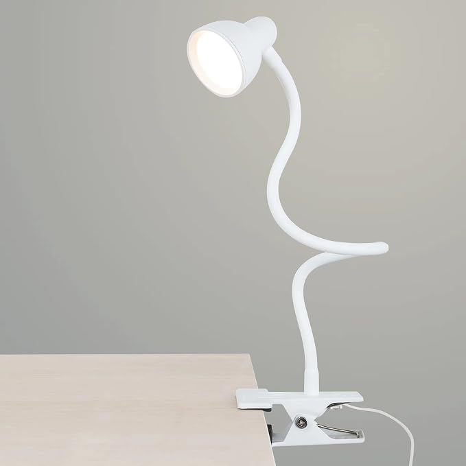 LiFMIRA Clip on Lamp USB Reading Light, Desk Lamp with Clamp White | 3 Color Modes, 10 Dimmable Brightness Eye Care Clamp Lamp with Flexible Gooseneck for Reading in Bed Desk Headboard Computer