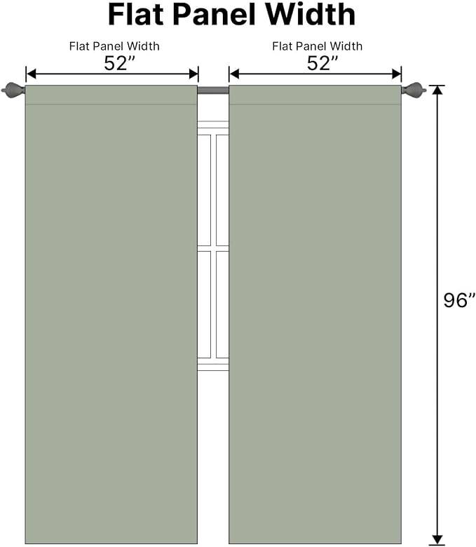 H.VERSAILTEX Blackout Curtains Thermal Insulated Window Treatment Panels Room Darkening Blackout Drapes for Living Room Back Tab/Rod Pocket Bedroom Draperies, 52 x 96 Inch, Light Sage,2 Panels