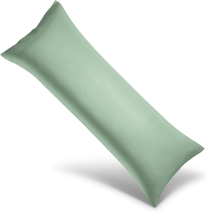 WishSmile Body Cooling Pillowcase Long Pillow Case Breathable Cool Silky Soft Rayon Derived from Bamboo Fabric, Hair and Skin Friendly, Jade Green, 1 Pack, 20x54IN