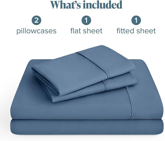 Bare Home Queen Sheet Set - 1800 Ultra-Soft (Queen, Coronet Blue) | Deep Pockets 6 to 15 Inches, Breathable, Hypoallergenic, Hotel Luxury, Easy Fit, Soft, All-Season