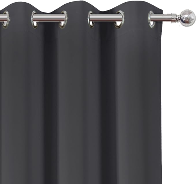 Dark Grey Thermal Blackout Curtains/42 x 95 Inch/Set of 2 Panels Room Darkening Curtains for Bedroom