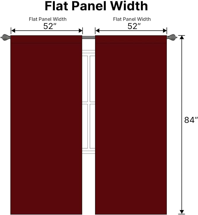 H.VERSAILTEX Christmas Blackout Curtains Thermal Insulated Window Treatment Panels Blackout Drapes for Living Room Back Tab/Rod Pocket Bedroom Draperies, 52 x 84 Inch, Burgundy Red, 2 Panels