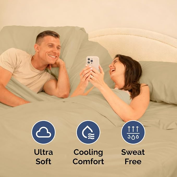 Flex Top Split Head King 4 Piece Sheet Set - Ultra-Soft, Breathable - Beige | Cooling Bed Sheets Set, Hotel Luxury Bedding for Women & Men with Deep Pockets, Wrinkle Free & Fade Resistant, Oeko-Tex