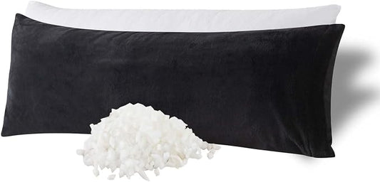 WhatsBedding Memory Foam Body Pillow with Cover, Long Bed Pillow for Adults | Removable Plush Fuzzy Envelope Closure, Firm Support for Side Sleepers, Reading & naps, Large Size Fits All, Relieves Pain