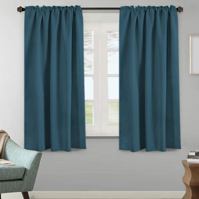 H.VERSAILTEX Blackout Curtains Thermal Insulated Window Treatment Panels Room Darkening Blackout Drapes for Living Room Back Tab/Rod Pocket Bedroom Draperies, 52 x 72 Inch, Dark Teal, 2 Panels