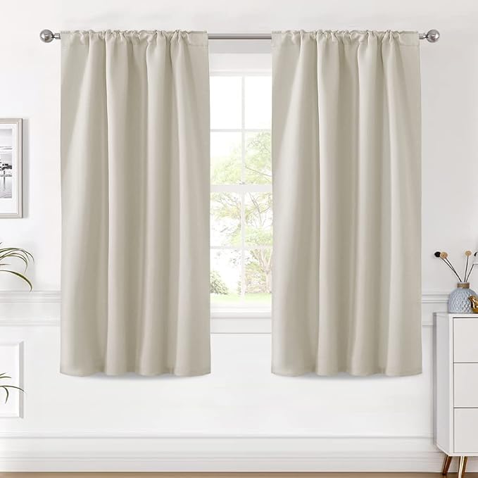 H.VERSAILTEX Light Reducing Curtains Thermal Insulated Window Treatment Panels Room Darkening Privacy Assured Drapes for Living Room Back Tab/Rod Pocket Bedroom Drapes 2 Panels, Ivory - 42 x 63 Inch