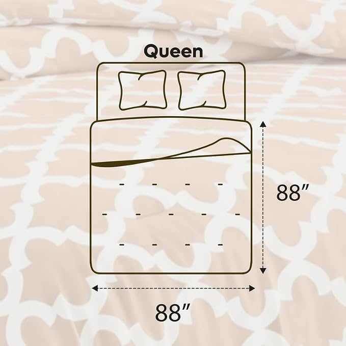 Queen Comforter Set 3 Piece Beige by Utopia Bedding, Printed Comforters Queen Size Bedding Comforters Sets, Down Alternative Soft Bed Set 1 Comforter (88 x 88 inches) 2 Pillow Shams (20 x 26 inches)