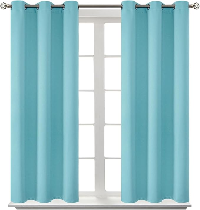 BGment Baby Blue Blackout Curtains for Living Room 84 Inch Long - 2 Panels | Grommet Top, Black Out, Room Darkening, Sunblock, Thermal Insulated, Window Drapes for Bedroom, 38x84 Inch