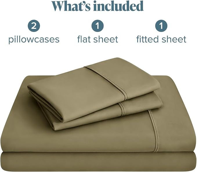 Bare Home Queen Sheet Set - 1800 Ultra-Soft (Queen, Olive) | Deep Pockets 6 to 15 Inches, Breathable, Hypoallergenic, Hotel Luxury, Easy Fit, Soft, All-Season