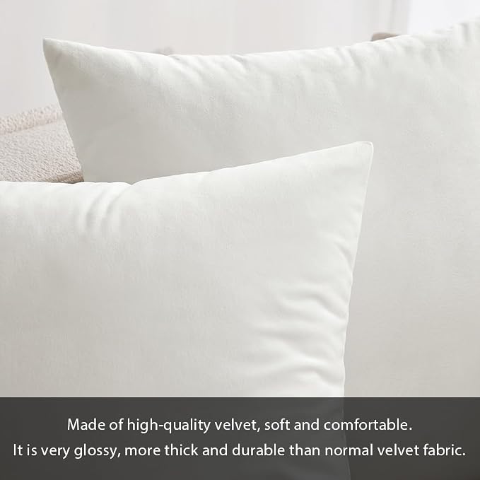 MIULEE 12x20 Inch Lumbar Velvet Throw Pillow Covers Pure White | Pack of 2 Soft Solid Decorative Pillow Covers, Modern Luxury Home Decor, for Chair Couch Sofa Bedroom Livingroom