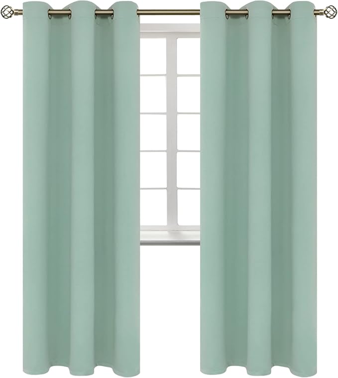 BGment Frosty Green Room Darkening Curtains 84 Inch Long - 2 Panels | Grommet Top, Light-Blocking, Sunblock, Thermal Insulated, Window Drapes for Living Room Bedroom, 42x84 Inch