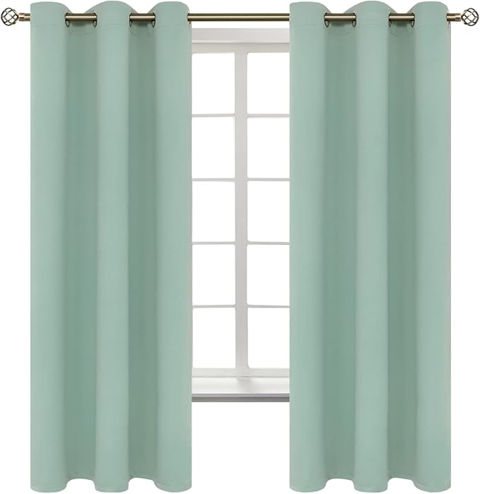 BGment Frosty Green Room Darkening Curtains 63 Inch for Bedroom - 2 Panels | Grommet Top, Light-Blocking, Sunblock, Thermal Insulated, Window Drapes for Kids Boys Room, 42x63 Inch