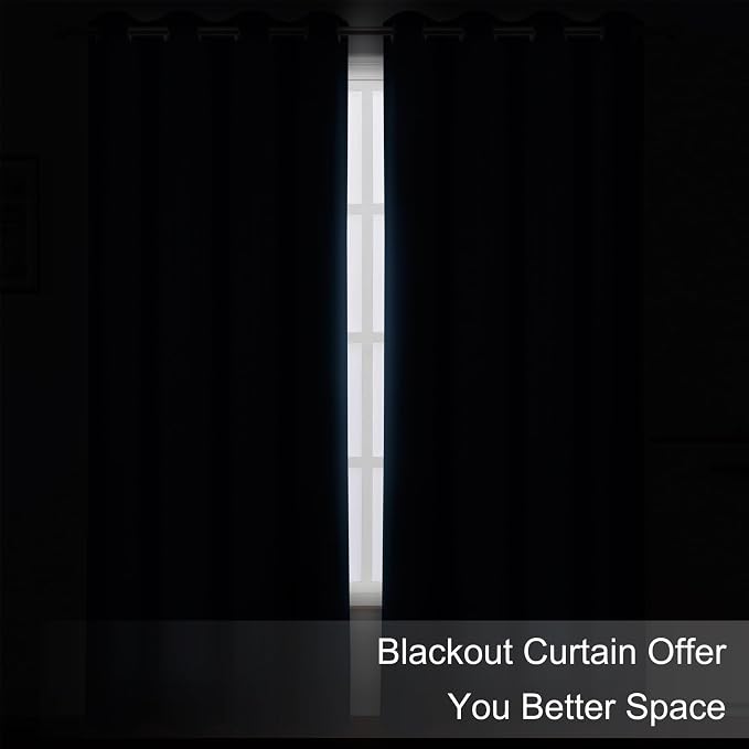 Blackout Curtains 52 x 120 Inch Long Navy Blue Curtains Set of 2 Panels Room Darkening Curtains for Bedroom and Living Room