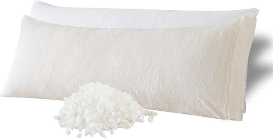 WhatsBedding Memory Foam Body Pillow with Cover, Long Bed Pillow for Adults | Removable Plush Fuzzy Envelope Closure, Firm Support for Side Sleepers, Reading & naps, Large Size Fits All, Relieves Pain