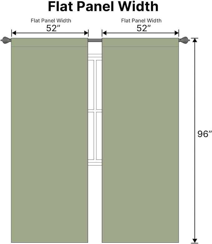 H.VERSAILTEX Blackout Curtains for Living Room Thermal Insulated Window Treatment Panels Room Darkening Blackout Drapes Back Tab/Rod Pocket Bedroom Draperies, 52 x 96 Inch, Sage, 2 Panels