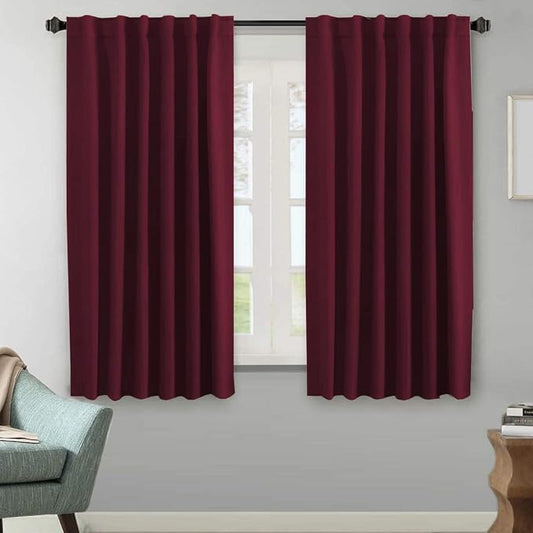 H.VERSAILTEX Christmas Blackout Curtains Thermal Insulated Window Treatment Panels Blackout Drapes for Living Room Back Tab/Rod Pocket Bedroom Draperies, 52 x 63 Inch, Burgundy Red, 2 Panels