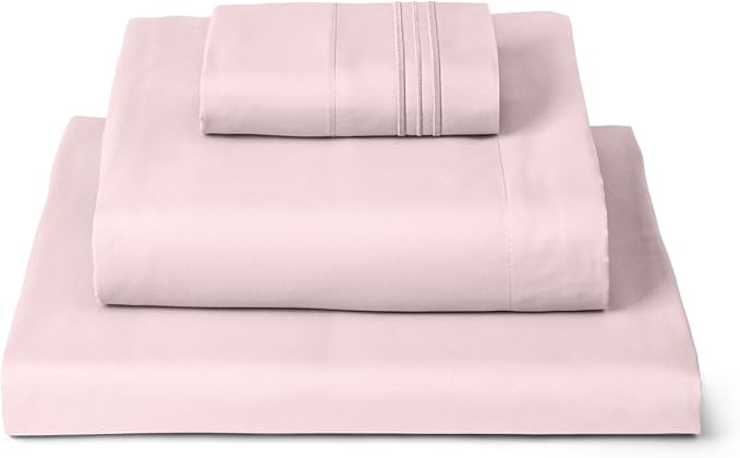 Mellanni Iconic 3-Piece, Ultra Soft Sheet Set (Twin XL, Blush Pink) | 10M+ Sleepers. Lab-tested: Sleeps Cool, Stays Bright, Strong, Smooth. Good Housekeeping Best Bedding, 7 yrs running.