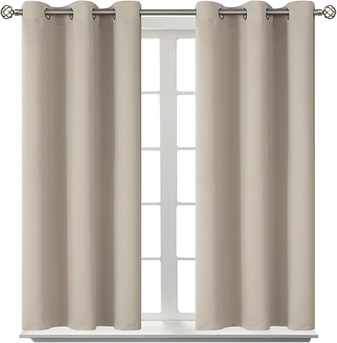 BGment Room Darkening Curtains 45 Inches Long - Grommet Thermal Insulated Drapes Window Treatment Curtains for Bedroom, 2 Panels, 38 x 45 Inch, Camel | Grommet top, Room Darkening, Sunblock, Thermal Insulated, Window Drapes for Kitchen, 38x45 Inch