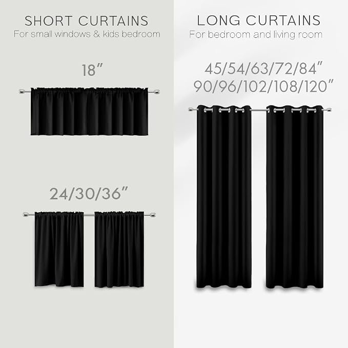 Black Out Curtains 45 Inch Long 2 Panels Burg for Bedroom Windows,Grommet Heat Blocking Room Darkening Insulated Kitchen 40 Soundproof Half Block Dark Short Curtain for Bathroom,Van Garage,45L Length