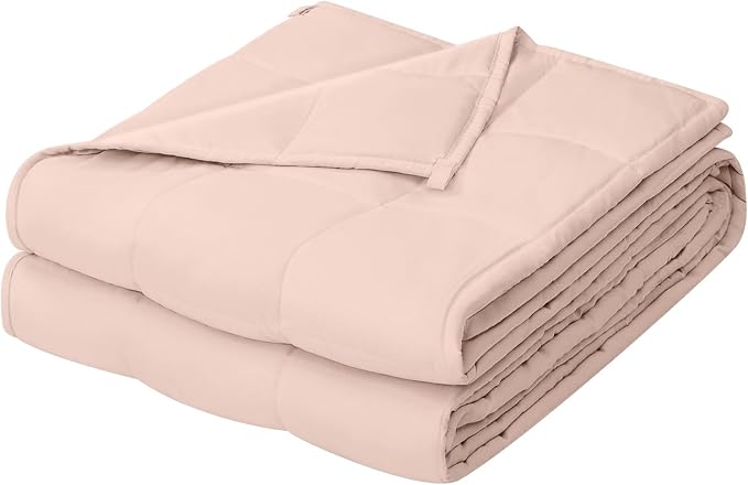 ZonLi Weighted Blanket for Adults (60"x80", 15lbs, Light Pink) | Queen Size High Breathability Cooling Heavy Blanket, Soft Material with Premium Glass Beads, All-Season, Easy Care